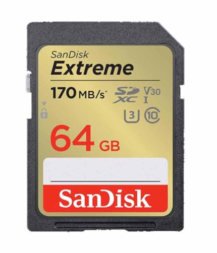 sd card 64 gb high speed 170 mbps for dslr and video cameras extreme sandisk card