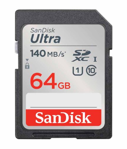 sd card 64 gb high speed 140 mbps for dslr and video cameras ultra sandisk