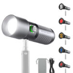 NEEWER Basics FL10 RGB Photography Flashlight, 4 Colors/20 GOBO Filters/CRI95+/7500mAh, 10W 6300K Portable LED Video Spotlight Patterned Ambient Aluminum Sunset Light for Recording Studio Lighting, FL10