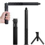 JPG Accessories Bullet Time Handle and Invisible Selfie Stick Compatible with Insta360 ONE X/X2/X3/X4/X5/R/RS, Universal 1/4" Mount, Tripod Mode, Black