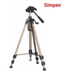 Simpex 1200 Lightweight Aluminum Camera & Mobile Tripod Stand (3-Way Pan Head, Quick Release, Built-in Bubble Level & Weight Hook) - With Smartphone Clip & Carry Bag