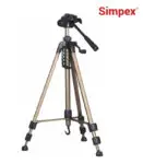 Simpex 1200 Lightweight Aluminum Camera & Mobile Tripod Stand (3-Way Pan Head, Quick Release, Built-in Bubble Level & Weight Hook) - With Smartphone Clip & Carry Bag